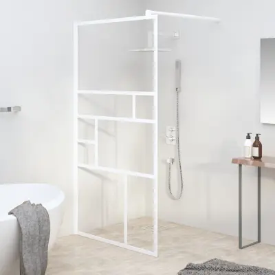 The Living Store Pregrada za tuš 100x195 cm ESG steklo bela - Tuš Stena