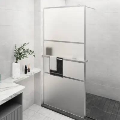 The Living Store Pregrada za tuš s polico krom 90x195 cm ESG steklo in aluminij - Stena Za Tuš