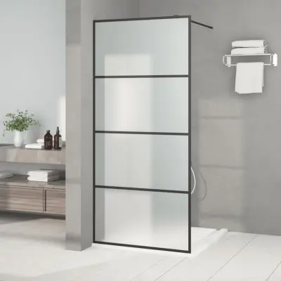 The Living Store Pregrada za tuš črna 90x195 cm motno ESG steklo - Tuš Stena