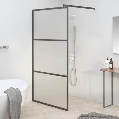 The Living Store Pregrada za tuš 100x195 cm motno ESG steklo črna - Tuš Stena