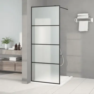 The Living Store Pregrada za tuš črna 80x195 cm motno ESG steklo - Tuš Stena