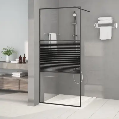 The Living Store Pregrada za tuš črna 90x195 cm prozorno ESG steklo - Tuš Stena