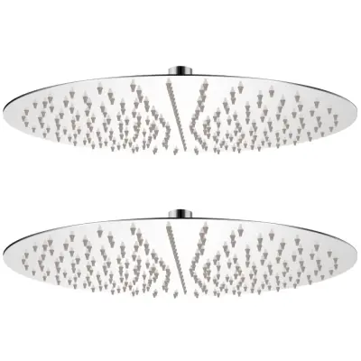 The Living Store Glava za nadglavni tuš 2 kosa nerjaveče jeklo Ø 40 cm - Glava Za Tuš