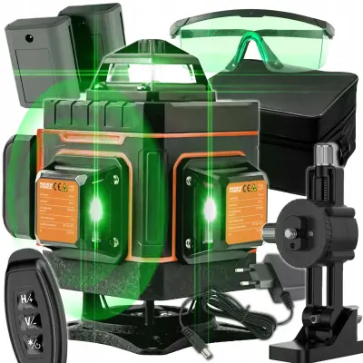 Aku. 16 linijski zeleni gradbeni laserski nivelir 4D 2x 2400mah LL47P