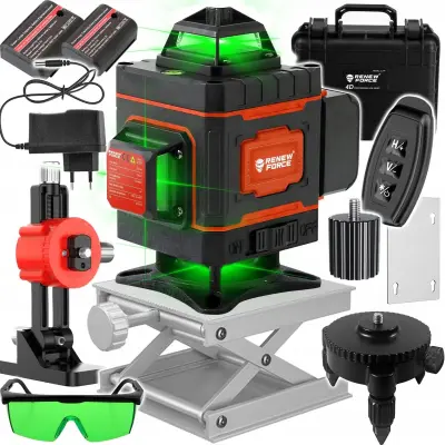 Aku. 16 linijski zeleni gradbeni laserski nivelir 2x 2400mah LL37P