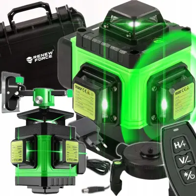 Aku. 16 linijski zeleni gradbeni laserski nivelir 2x 2400mah LL17P