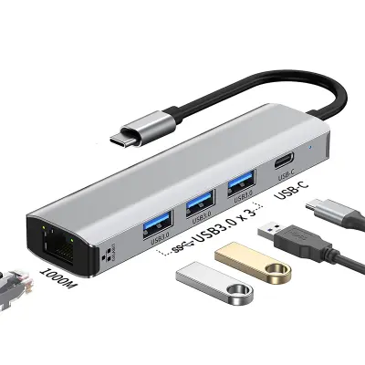 5-v-1 Gigabitna priklopna postaja z ethernetnim priključkom in zvezdiščem USB 3.0