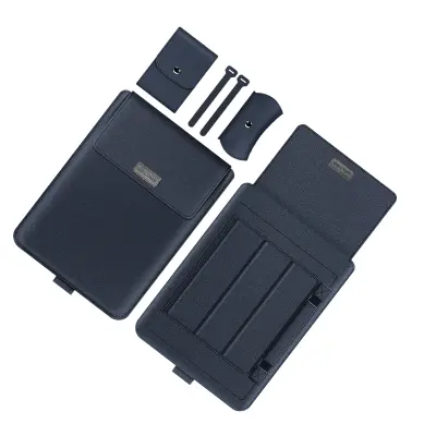 Torbica za prenosnik, zaščitna torbica iz PU usnja NavyBlue 15 palcev