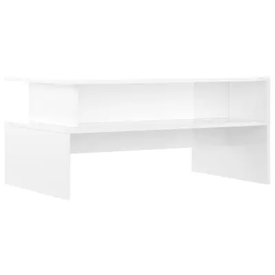 Klubska mizica - kavna mizica - Nizka mizica visok sijaj bela 90x55x42,5 cm inženirski les