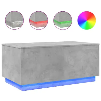 Klubska mizica - kavna mizica - Nizka mizica z LED lučkami betonsko siva 90x50x40 cm