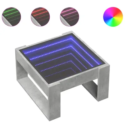 Klubska mizica - kavna mizica - Nizka mizica z neskončnimi LED betonsko siva 50x53x30 cm