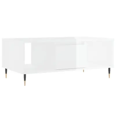 Klubska mizica - kavna mizica - Nizka mizica visok sijaj bela 90x50x36,5 cm inženirski les