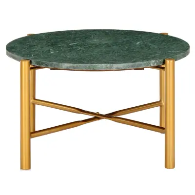 Klubska mizica - kavna mizica - Nizka mizica zelena 60x60x35 cm kamen z marmorno teksturo