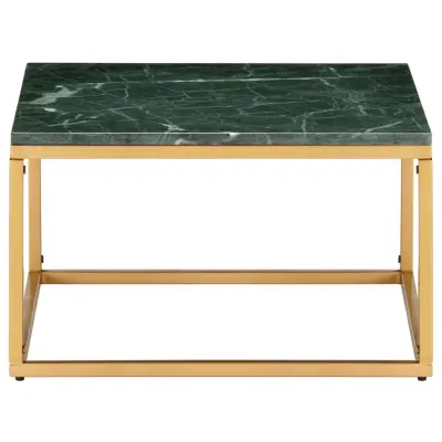 Klubska mizica - kavna mizica - Nizka mizica zelena 60x60x35 cm kamen z marmorno teksturo