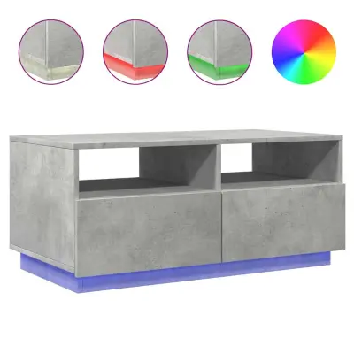 Klubska mizica - kavna mizica - Nizka mizica z LED lučkami betonsko siva 90x49x40 cm