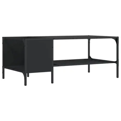 Klubska mizica - kavna mizica - Nizka mizica z regalom črna 100x51x40 inženirski les