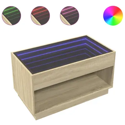 Klubska mizica - kavna mizica - Nizka mizica z neskončnimi LED sonoma hrast 90x50x50 cm