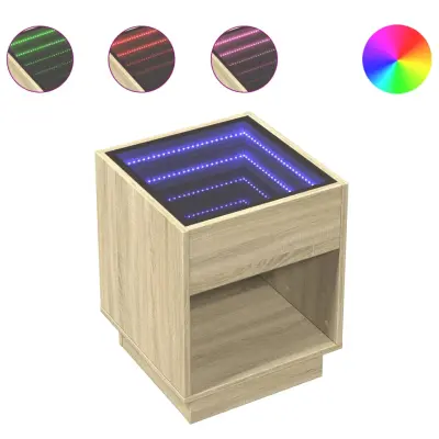 Klubska mizica - kavna mizica - Nizka mizica z neskončnimi LED sonoma hrast 40x40x50 cm