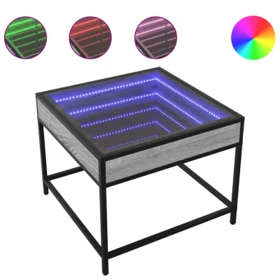 Klubska mizica - kavna mizica - Nizka mizica z neskončnimi LED siva sonoma 50x50x41 cm