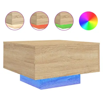 Klubska mizica - kavna mizica - Nizka mizica z LED lučmi sonoma hrast 55x55x31 cm