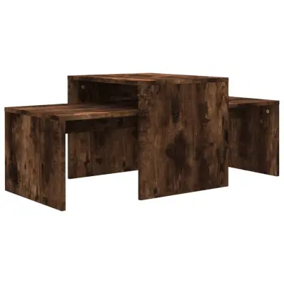 Komplet klubskih mizic - Kavne mizice - Nizka mizica dimljeni hrast 100x48x40 cm konstr. les