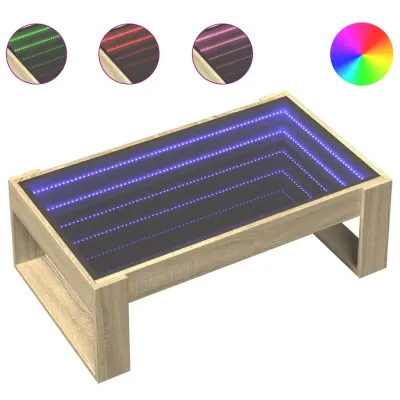 Klubska mizica - kavna mizica - Nizka mizica z neskončnimi LED sonoma hrast 90x53x30 cm