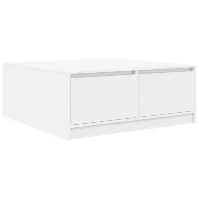 vidaXL Kavna mizica s predali bela 100x100x40 cm