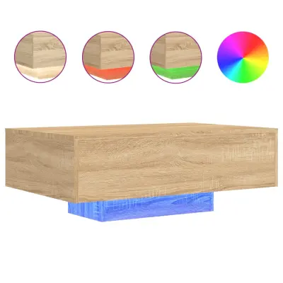 Klubska mizica - kavna mizica - Nizka mizica z LED lučmi sonoma hrast 85x55x31 cm