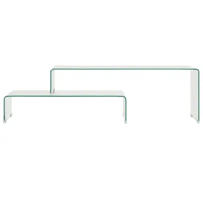 2 kosi Klubske mizice - Kavne mizice - Nizka mizica 90x30x20 / 110x30x40 cm steklo