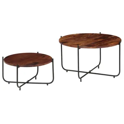 2 kosi Klubske mizice - Kavne mizice - Nizka mizica iz trdnega palisandra 60x35 cm