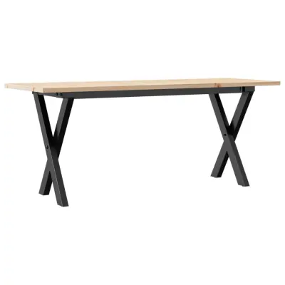 Klubska mizica - kavna mizica - Nizka mizica X okvir 110x40x45 cm trdna borovina lito železo