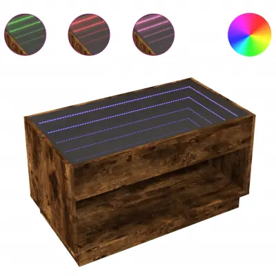 Klubska mizica - kavna mizica - Nizka mizica z neskončnimi LED dimljen hrast 90x50x50 cm