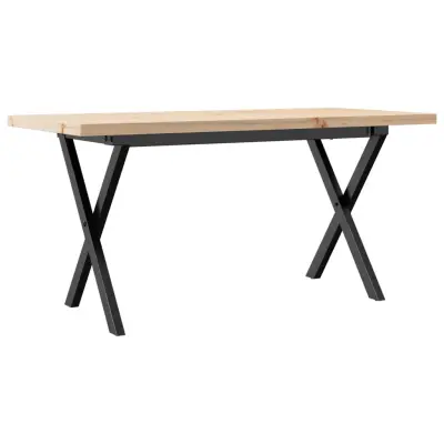 Klubska mizica - kavna mizica - Nizka mizica X okvir 90x40x45,5 cm trdna borovina lito železo