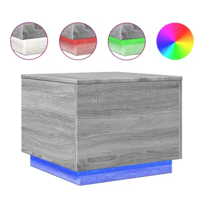 Klubska mizica - kavna mizica - Nizka mizica z LED lučkami siva sonoma 50x50x40 cm