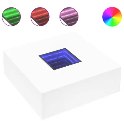 Klubska mizica - kavna mizica - Nizka mizica z neskončnimi LED bela 100x100x40 cm