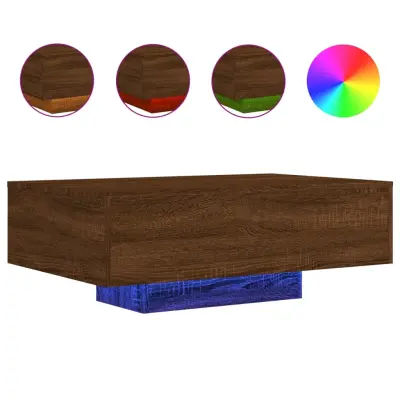 Klubska mizica - kavna mizica - Nizka mizica z LED lučmi rjavi hrast 85x55x31 cm