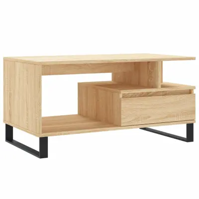 Klubska mizica - kavna mizica - Nizka mizica sonoma hrast 90x49x45 cm konstruiran les