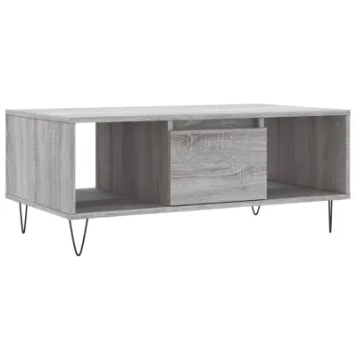 Klubska mizica - kavna mizica - Nizka mizica siva sonoma 90x50x36,5 cm inženirski les