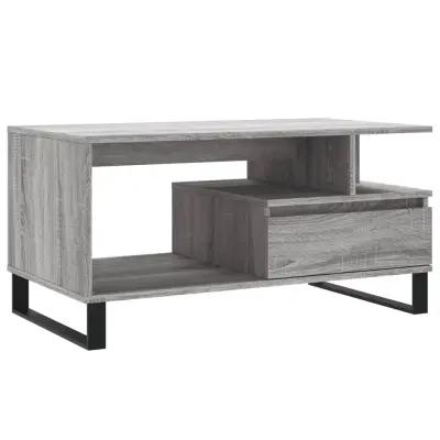 Klubska mizica - kavna mizica - Nizka mizica siva sonoma 90x49x45 cm inženirski les