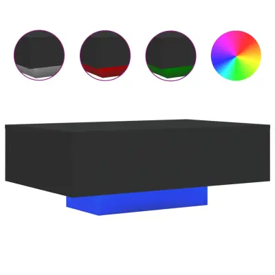 Klubska mizica - kavna mizica - Nizka mizica z LED lučmi črna 85x55x31 cm