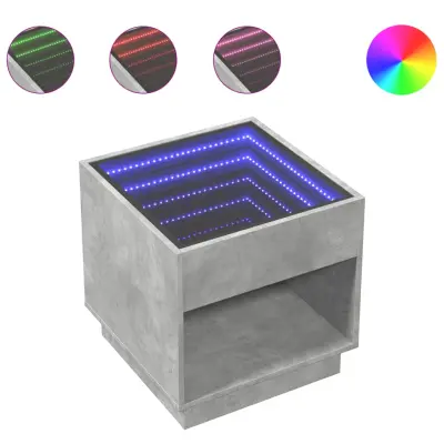 Klubska mizica - kavna mizica - Nizka mizica z neskončnimi LED betonsko siva 50x50x50 cm