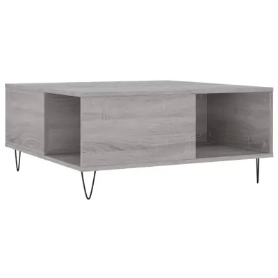 Klubska mizica - kavna mizica - Nizka mizica siva sonoma 80x80x36,5 cm inženirski les