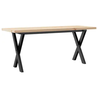Klubska mizica - kavna mizica - Nizka mizica X okvir 110x40x45,5cm trdna borovina lito železo