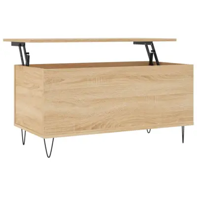Klubska mizica - kavna mizica - Nizka mizica sonoma hrast 90x44,5x45 cm inženirski les