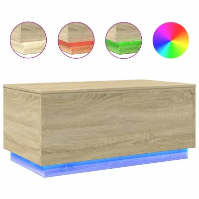 Klubska mizica - kavna mizica - Nizka mizica z LED lučkami sonoma hrast 90x50x40 cm