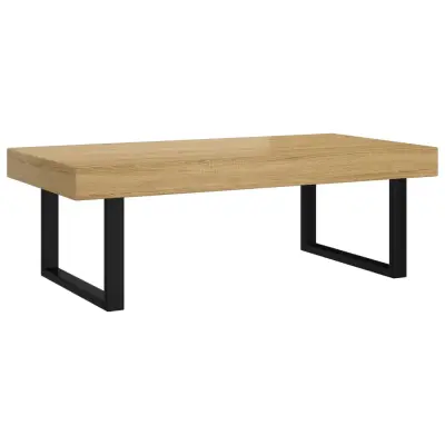 Klubska mizica - kavna mizica - Nizka mizica svetlo rjava in črna 120x60x40 cm MDF in železo