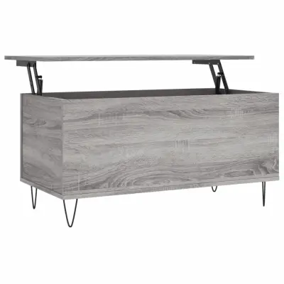 Klubska mizica - kavna mizica - Nizka mizica siva sonoma 90x44,5x45 cm inženirski les