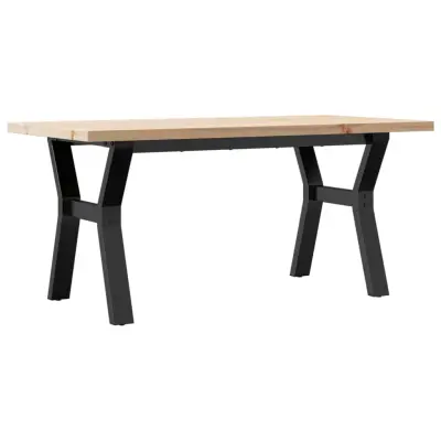 Klubska mizica - kavna mizica - Nizka mizica Y okvir 100x50x45,5cm trdna borovina lito železo