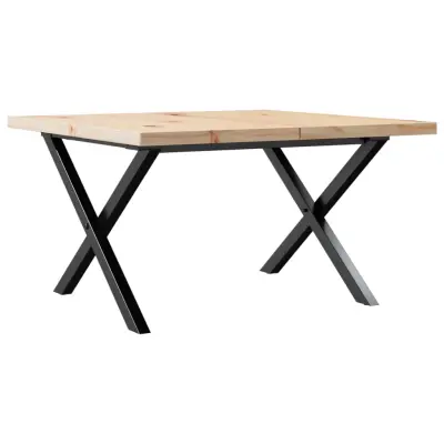 Klubska mizica - kavna mizica - Nizka mizica X okvir 60x60x40,5 cm trdna borovina lito železo