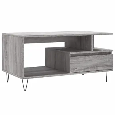Klubska mizica - kavna mizica - Nizka mizica siva sonoma 90x49x45 cm inženirski les